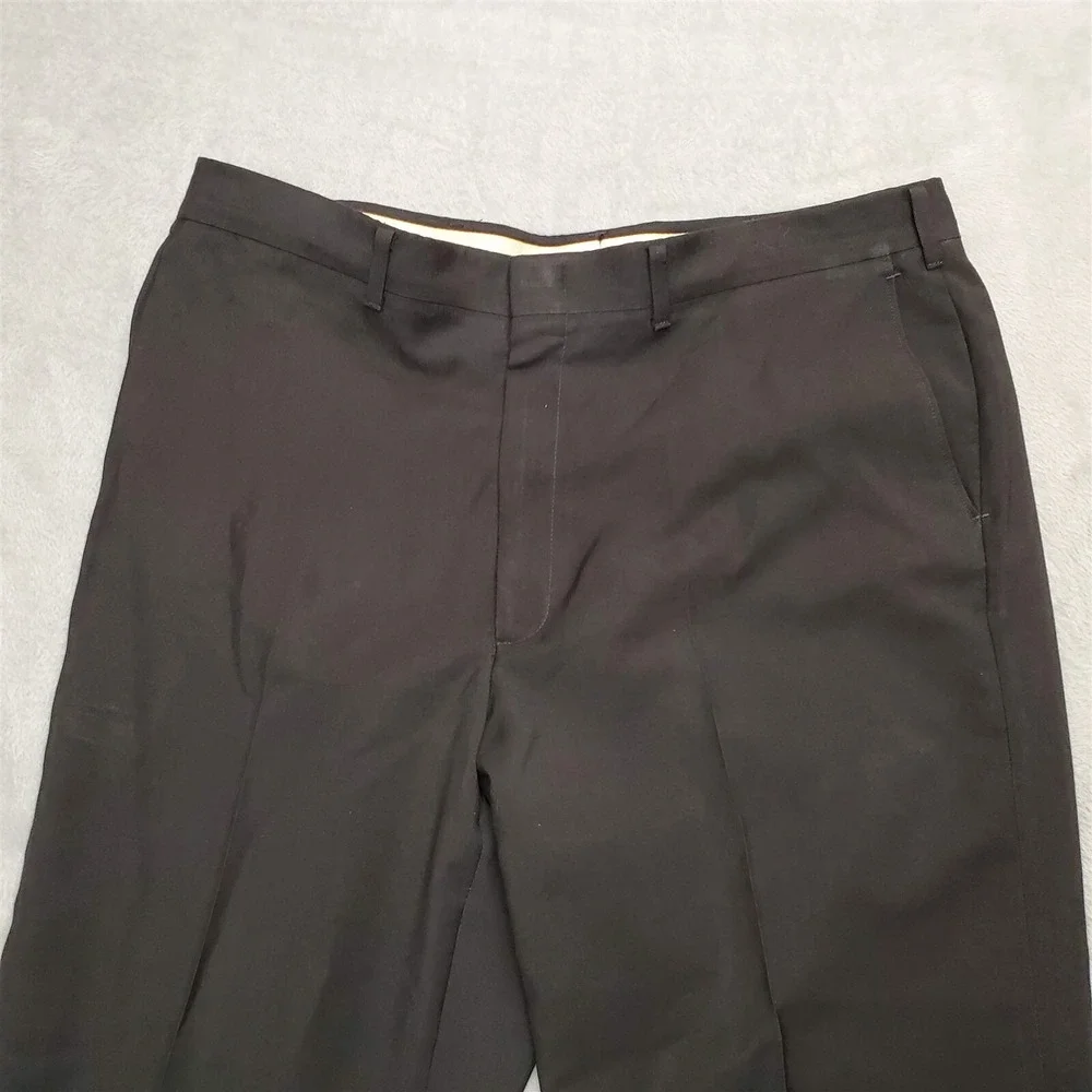 VTG Haggar Pants Mens 36x31 Black Magic Stretch Flat Front Wool Blend Dress
